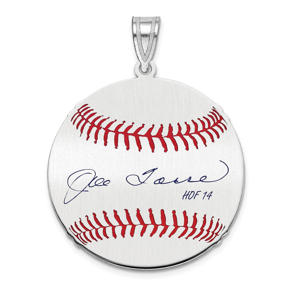 Sterling Silver Joe Torre Signature MD Enamel Baseball Pendant, Item P31526 by The Black Bow Jewelry Co.