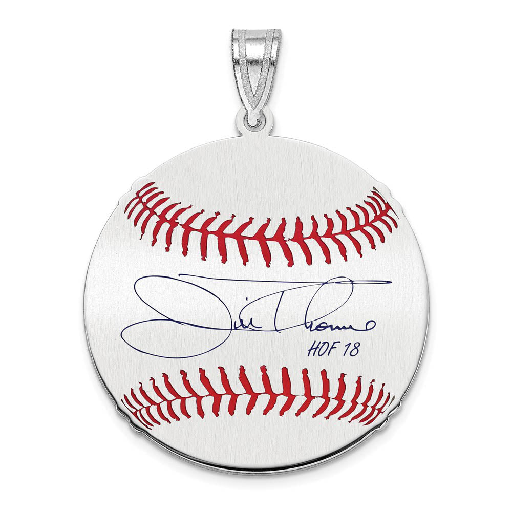 Sterling Silver Jim Thome Signature MD Enamel Baseball Pendant, Item P31527 by The Black Bow Jewelry Co.