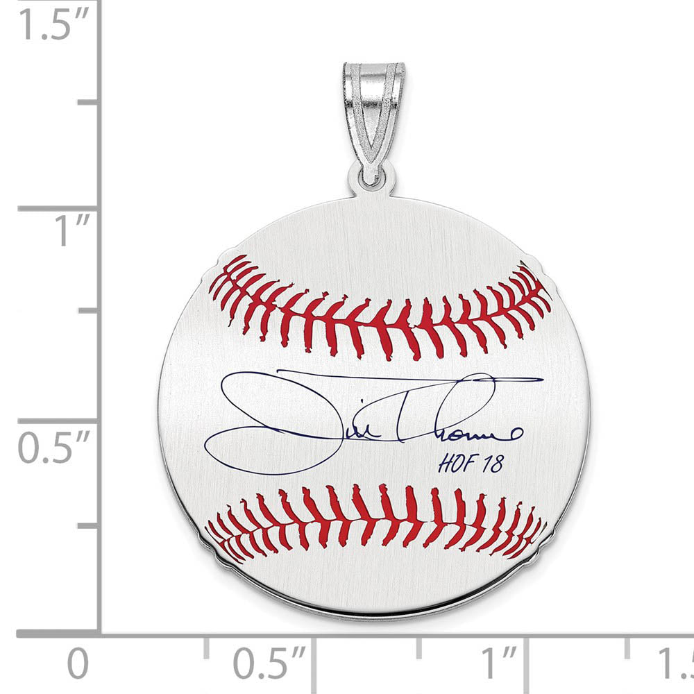 Alternate view of the Sterling Silver Jim Thome Signature MD Enamel Baseball Pendant by The Black Bow Jewelry Co.