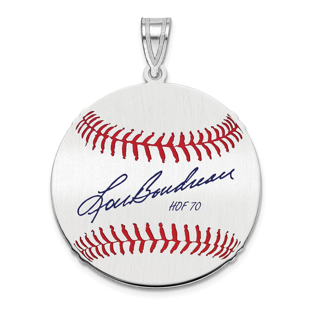 Sterling Silver Lou Boudreau Signature MD Enamel Baseball Pendant, Item P31529 by The Black Bow Jewelry Co.