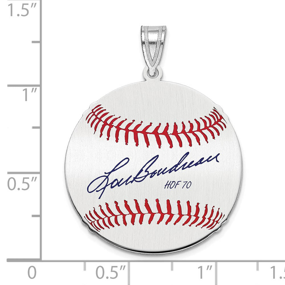 Alternate view of the Sterling Silver Lou Boudreau Signature MD Enamel Baseball Pendant by The Black Bow Jewelry Co.