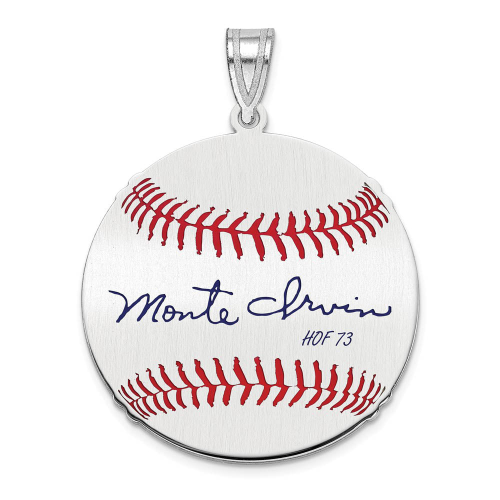 Sterling Silver Monte Irvin Signature MD Enamel Baseball Pendant, Item P31532 by The Black Bow Jewelry Co.