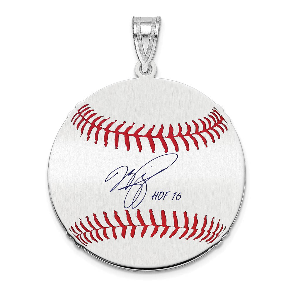Sterling Silver Mike Piazza Signature MD Enamel Baseball Pendant, Item P31534 by The Black Bow Jewelry Co.