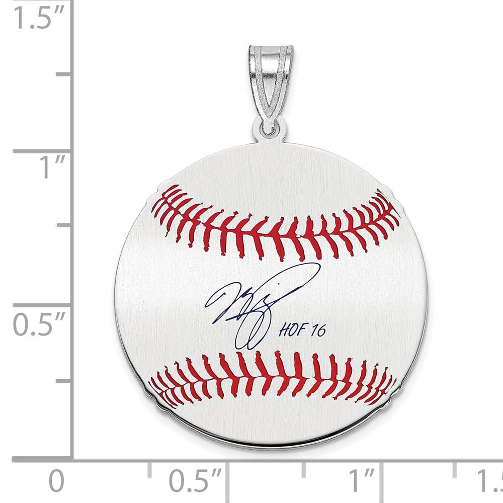 Alternate view of the Sterling Silver Mike Piazza Signature MD Enamel Baseball Pendant by The Black Bow Jewelry Co.