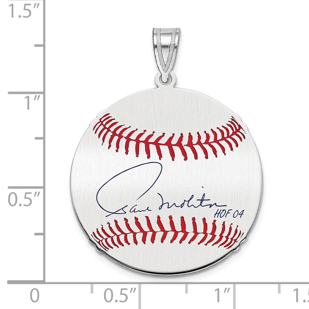 Alternate view of the Sterling Silver Paul Molitor Signature MD Enamel Baseball Pendant by The Black Bow Jewelry Co.