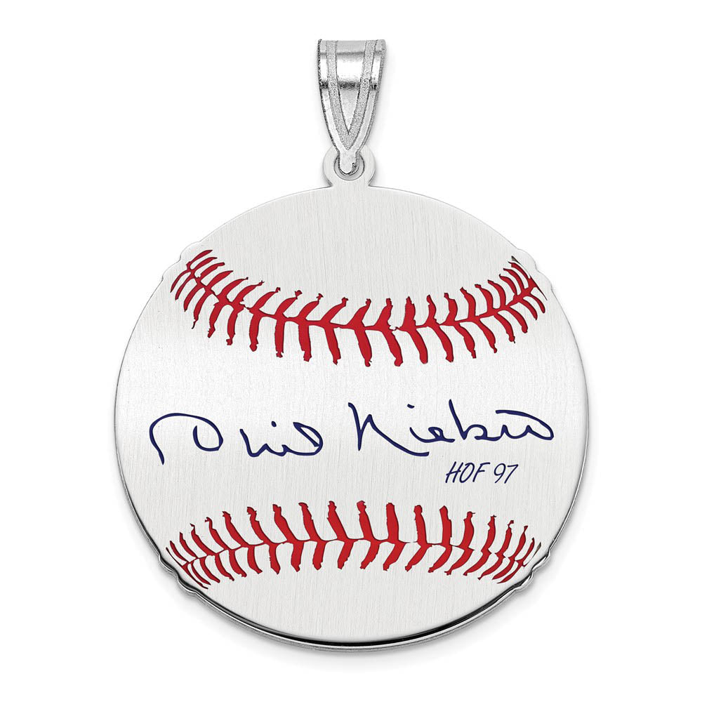 Sterling Silver Phil Niekro Signature MD Enamel Baseball Pendant, Item P31537 by The Black Bow Jewelry Co.