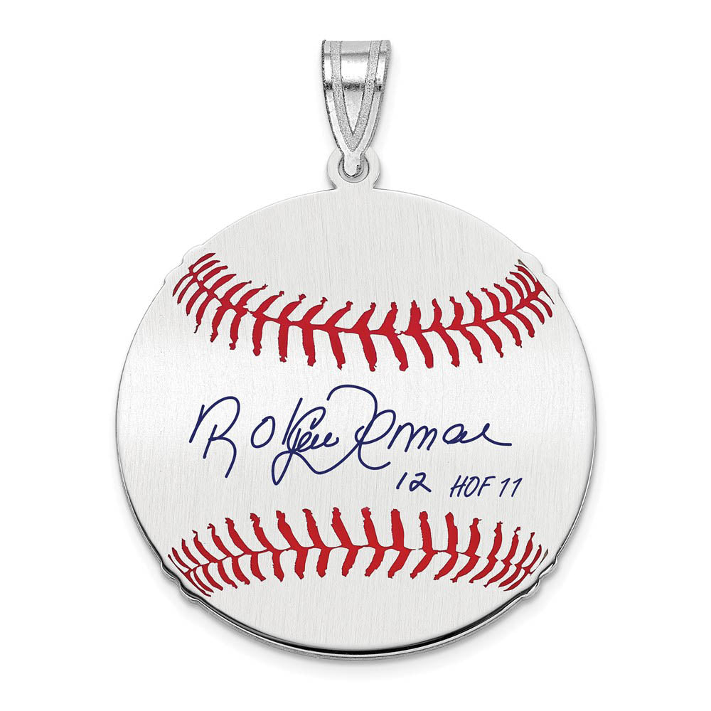 Sterling Silver Roberto Alomar Signature MD Enamel Baseball Pendant, Item P31539 by The Black Bow Jewelry Co.