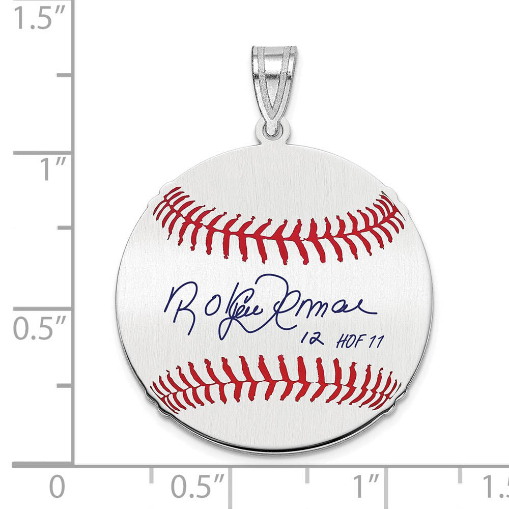 Alternate view of the Sterling Silver Roberto Alomar Signature MD Enamel Baseball Pendant by The Black Bow Jewelry Co.