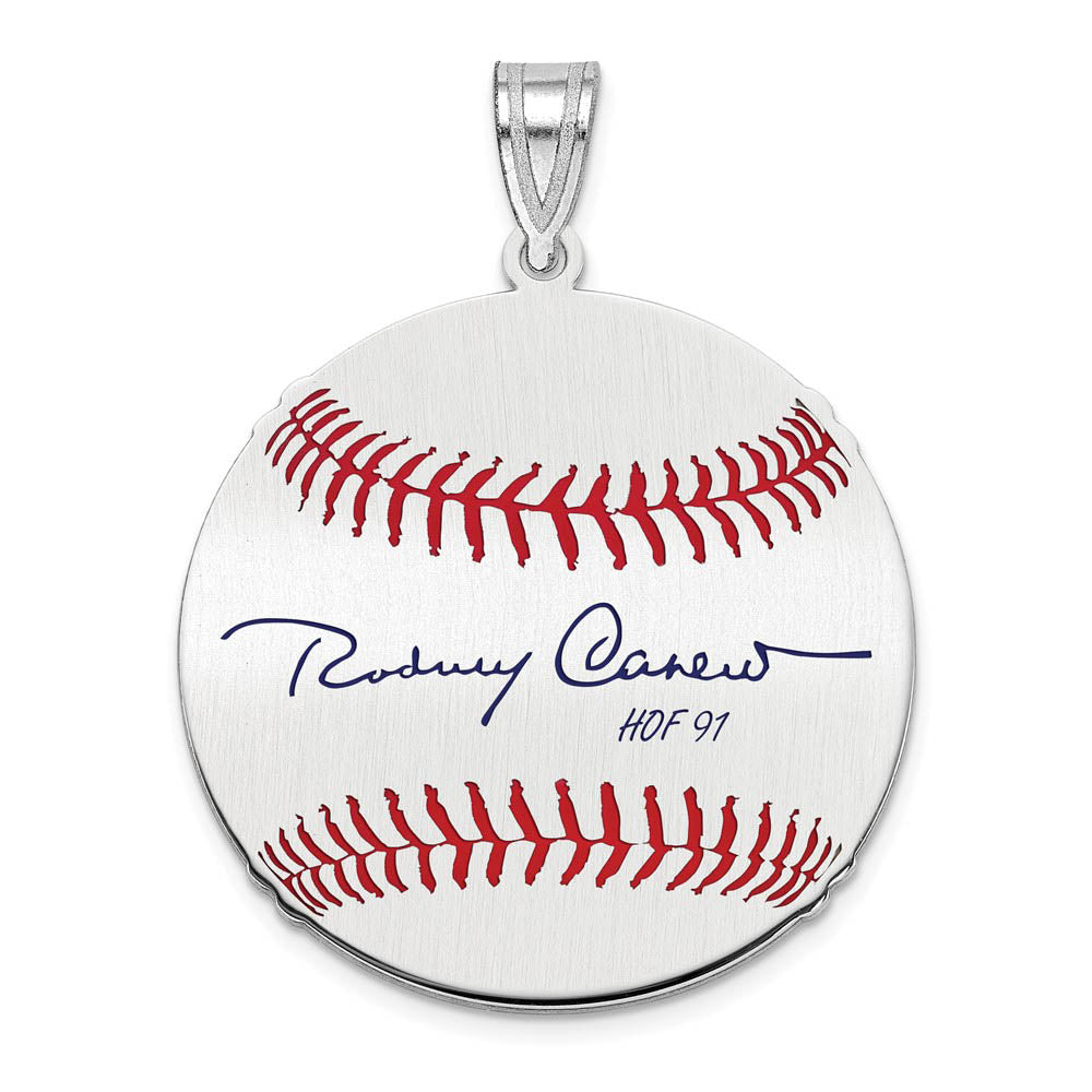 Sterling Silver Rod Carew Signature MD Enamel Baseball Pendant, Item P31541 by The Black Bow Jewelry Co.