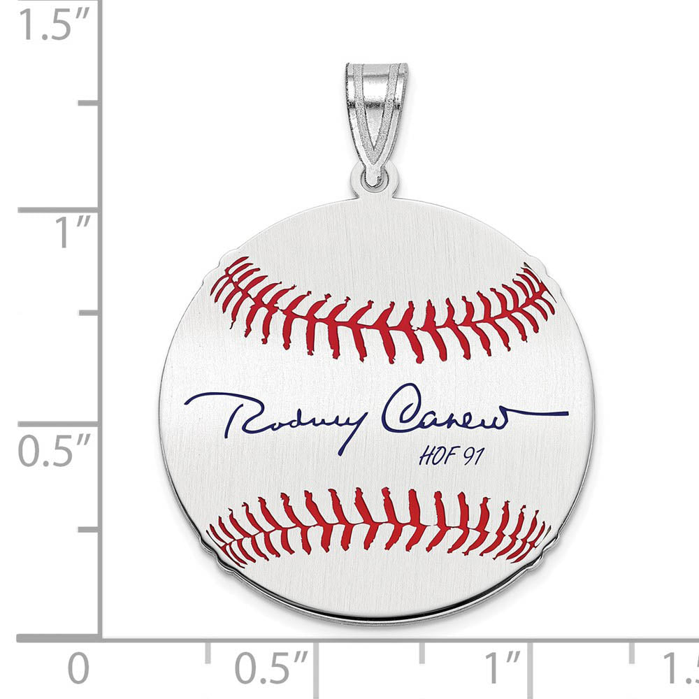 Alternate view of the Sterling Silver Rod Carew Signature MD Enamel Baseball Pendant by The Black Bow Jewelry Co.