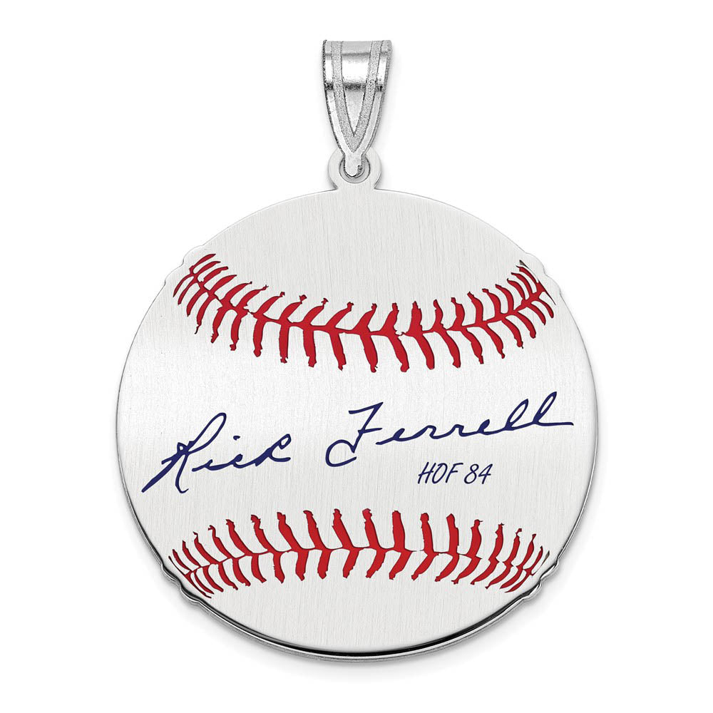 Sterling Silver Rick Ferrell Signature MD Enamel Baseball Pendant, Item P31542 by The Black Bow Jewelry Co.