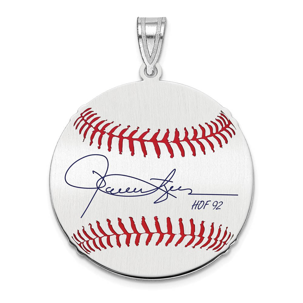 Sterling Silver Rollie Fingers Signature MD Enamel Baseball Pendant, Item P31543 by The Black Bow Jewelry Co.