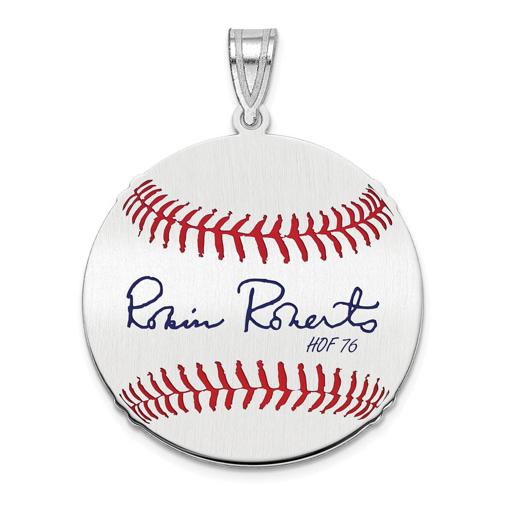 Sterling Silver Robin Roberts Signature MD Enamel Baseball Pendant, Item P31546 by The Black Bow Jewelry Co.