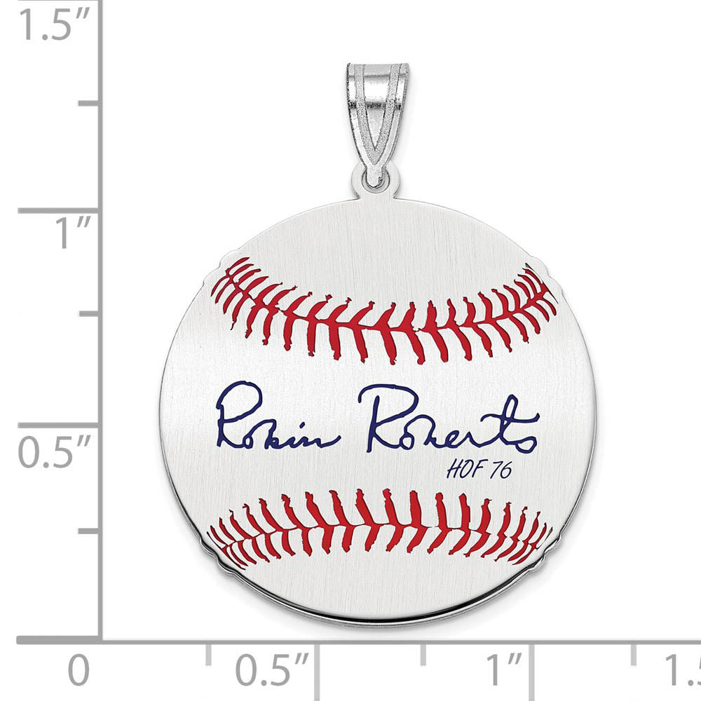 Alternate view of the Sterling Silver Robin Roberts Signature MD Enamel Baseball Pendant by The Black Bow Jewelry Co.