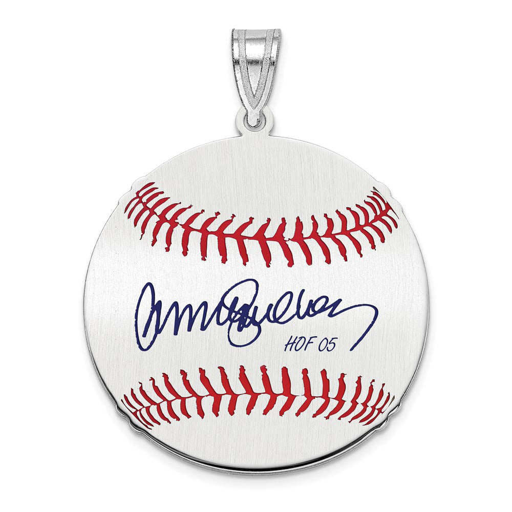 Sterling Silver Ryne Sandberg Signature MD Enamel Baseball Pendant, Item P31547 by The Black Bow Jewelry Co.