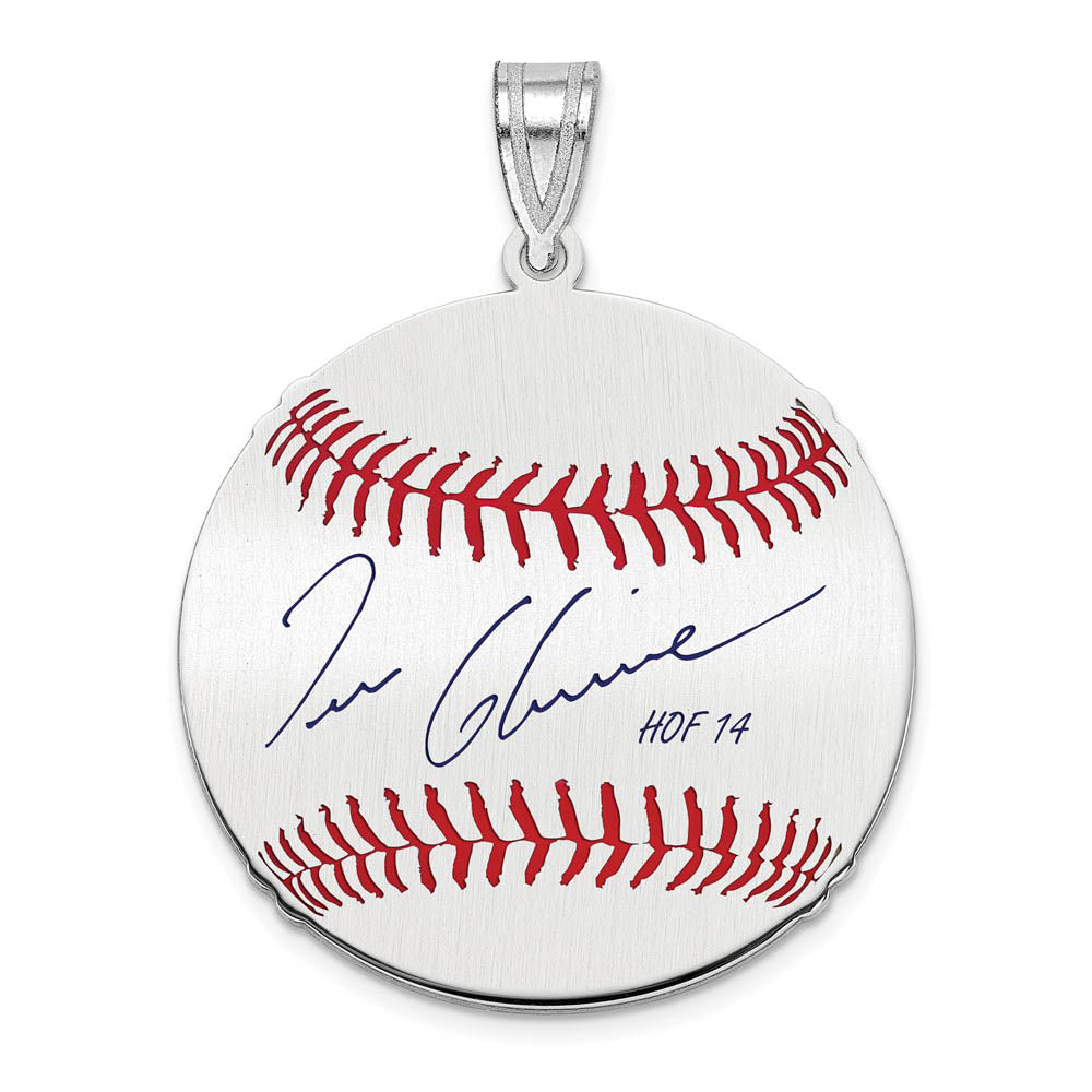 Sterling Silver Tom Glavine Signature MD Enamel Baseball Pendant, Item P31551 by The Black Bow Jewelry Co.