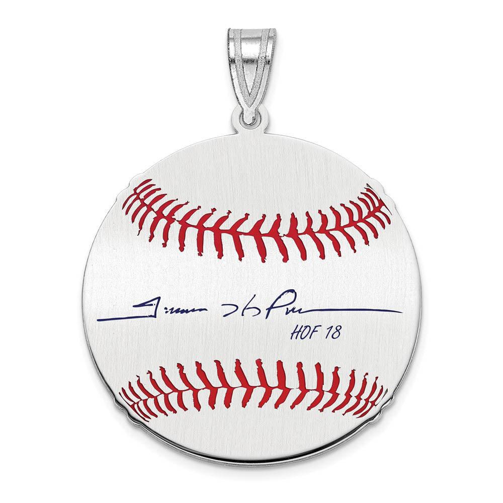 Sterling Silver Trevor Hoffman Signature MD Enamel Baseball Pendant, Item P31552 by The Black Bow Jewelry Co.