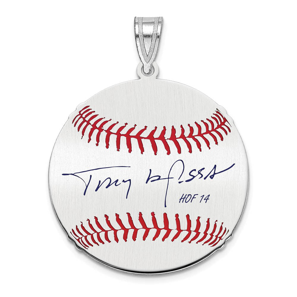 Sterling Silver Tony La Russa Signature MD Enamel Baseball Pendant, Item P31553 by The Black Bow Jewelry Co.