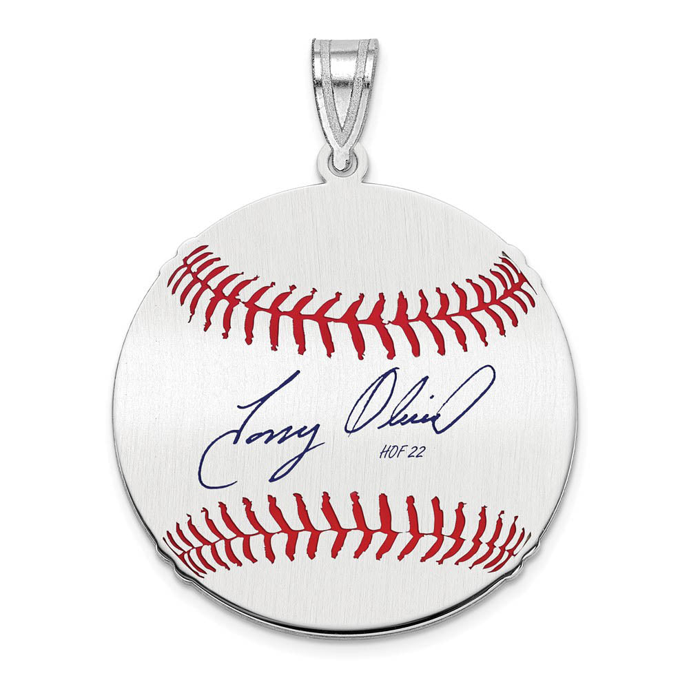 Sterling Silver Tony Oliva Signature MD Enamel Baseball Pendant, Item P31555 by The Black Bow Jewelry Co.