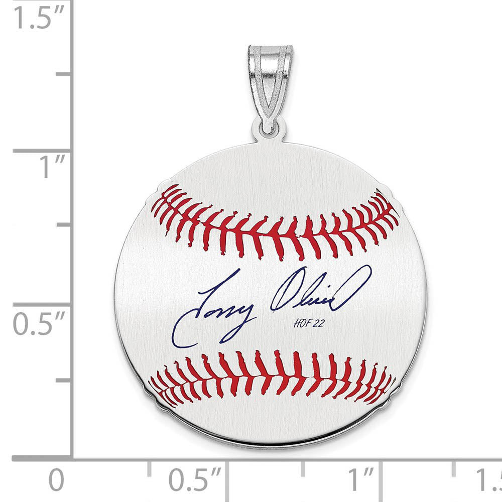 Alternate view of the Sterling Silver Tony Oliva Signature MD Enamel Baseball Pendant by The Black Bow Jewelry Co.