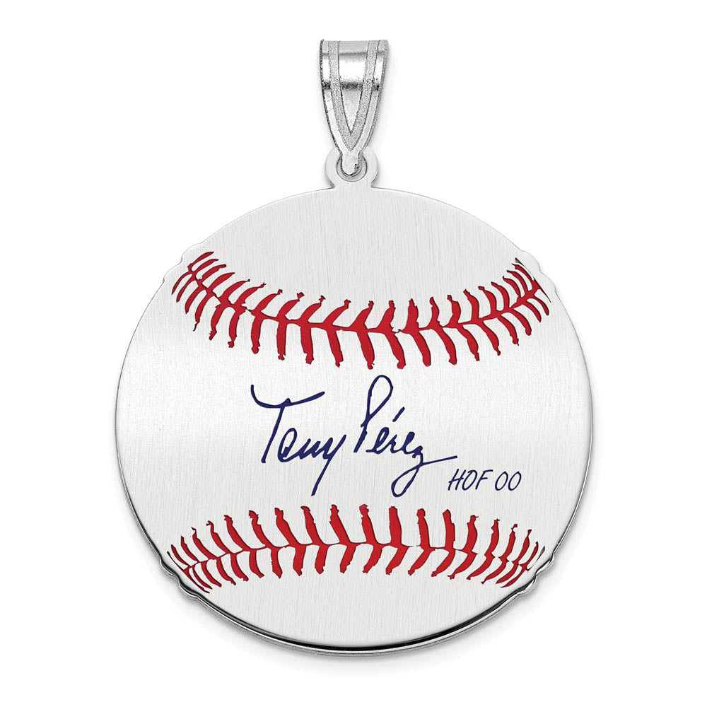 Sterling Silver Tony Perez Signature MD Enamel Baseball Pendant, Item P31556 by The Black Bow Jewelry Co.