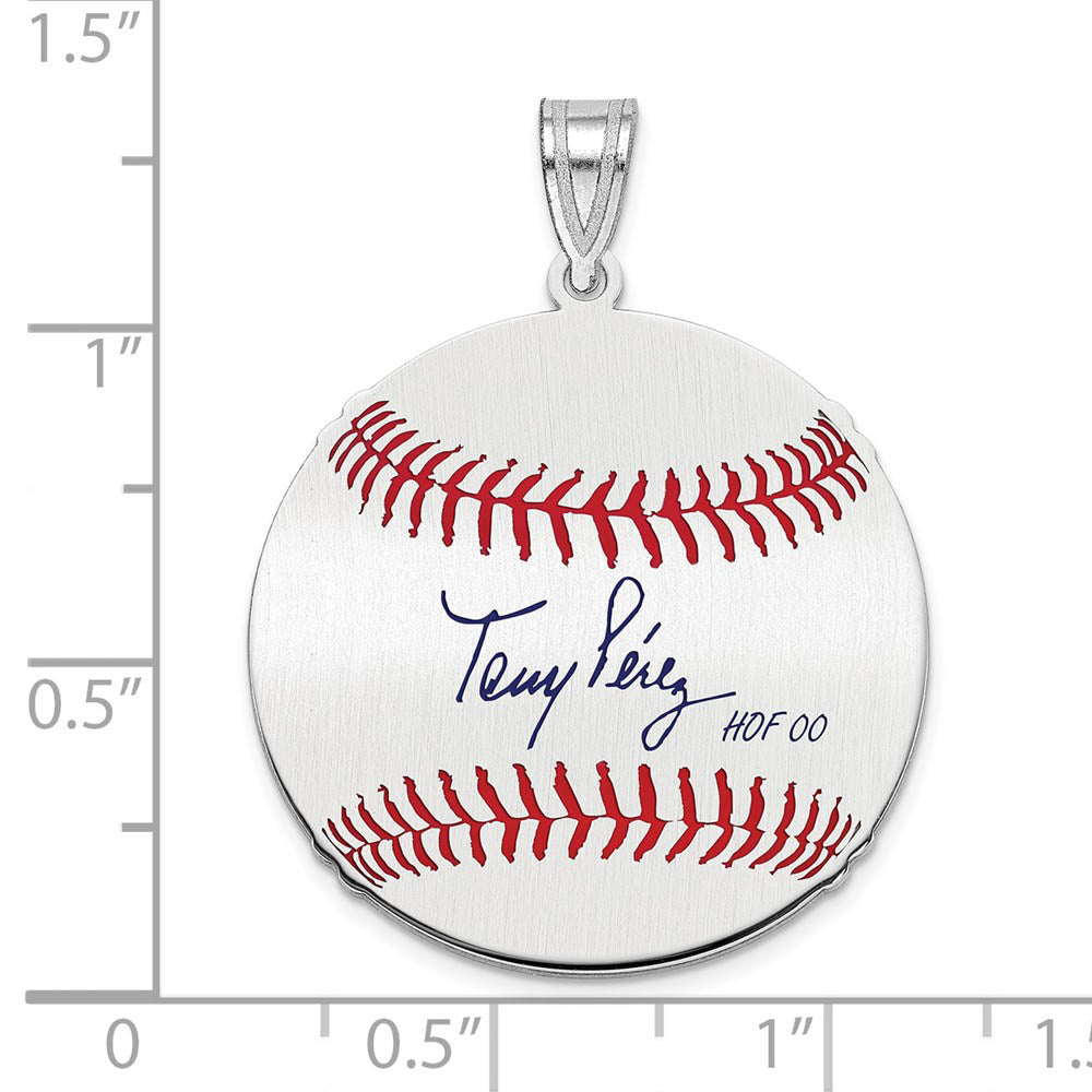 Alternate view of the Sterling Silver Tony Perez Signature MD Enamel Baseball Pendant by The Black Bow Jewelry Co.