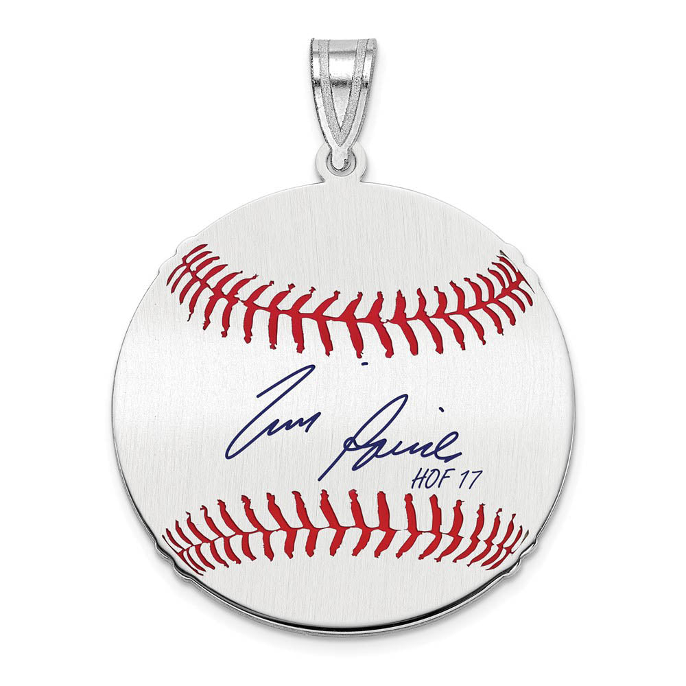 Sterling Silver Tim Raines Signature MD Enamel Baseball Pendant, Item P31557 by The Black Bow Jewelry Co.