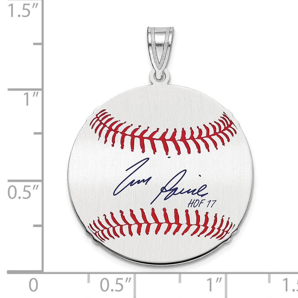 Alternate view of the Sterling Silver Tim Raines Signature MD Enamel Baseball Pendant by The Black Bow Jewelry Co.