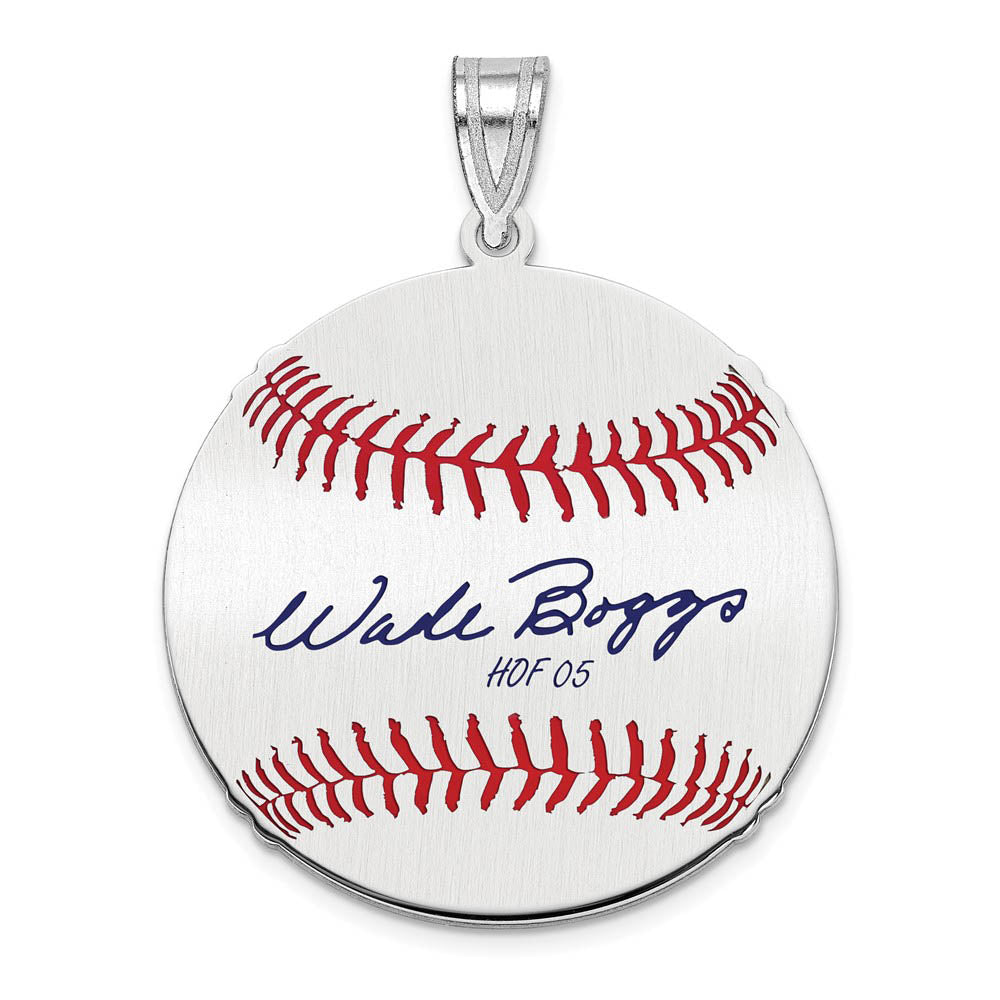 Sterling Silver Wade Boggs Signature MD Enamel Baseball Pendant, Item P31559 by The Black Bow Jewelry Co.