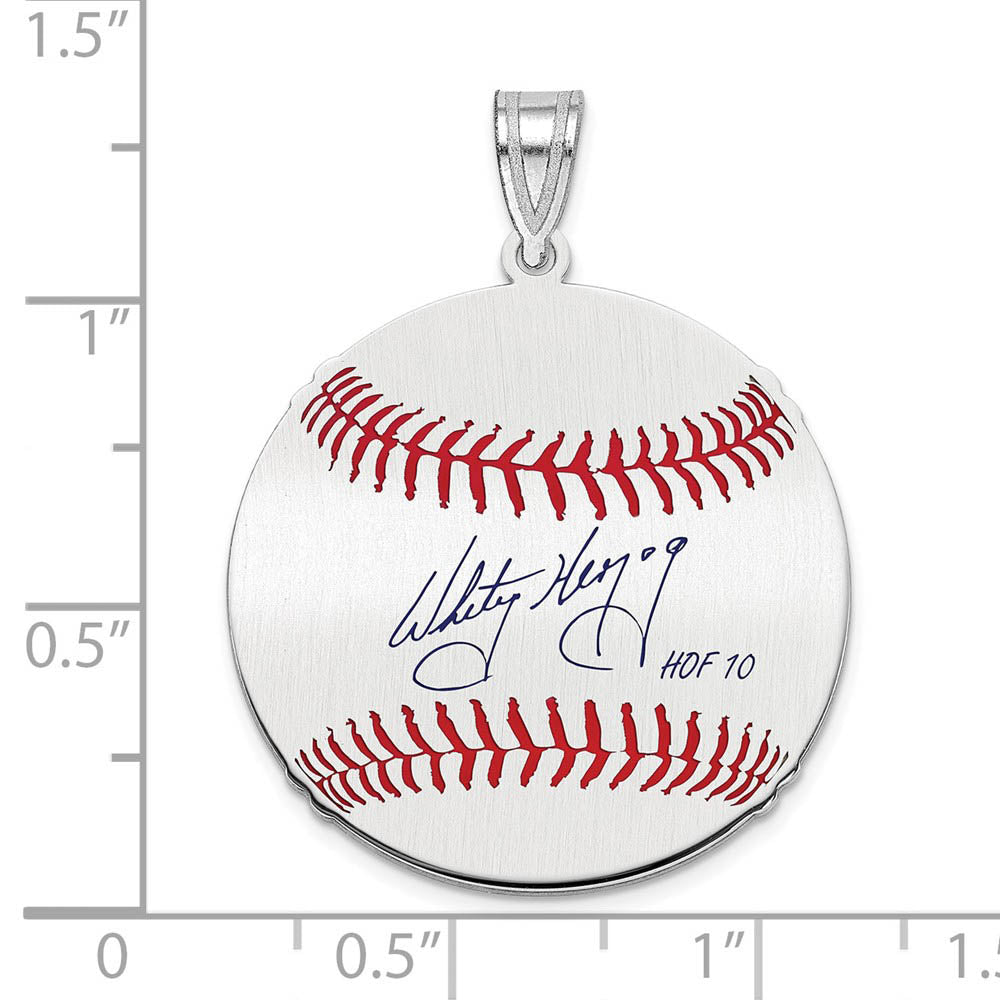 Alternate view of the Sterling Silver Whitey Herzog Signature MD Enamel Baseball Pendant by The Black Bow Jewelry Co.