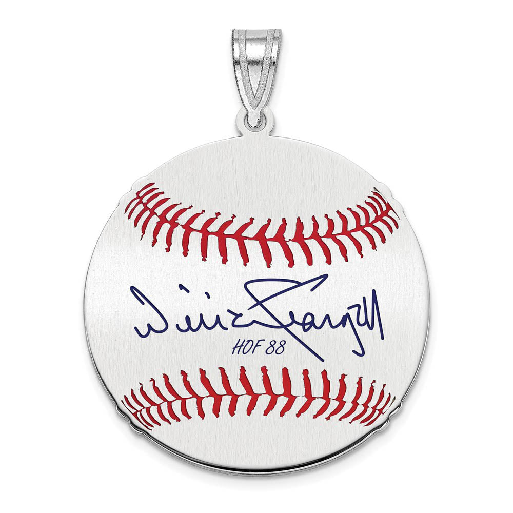 Sterling Silver Willie Stargell Signature MD Enamel Baseball Pendant, Item P31563 by The Black Bow Jewelry Co.