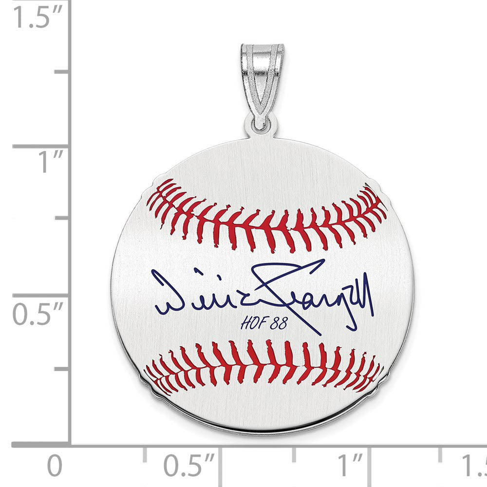Alternate view of the Sterling Silver Willie Stargell Signature MD Enamel Baseball Pendant by The Black Bow Jewelry Co.