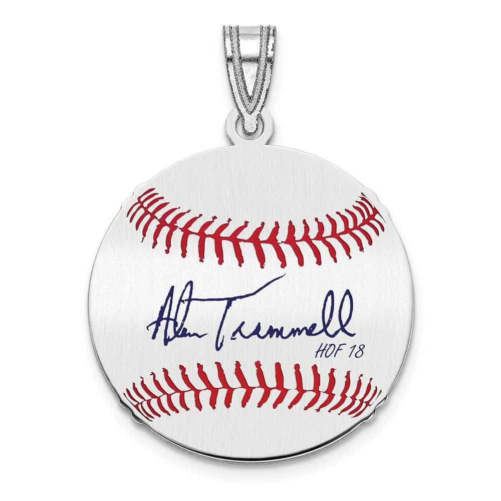 Sterling Silver Alan Trammell Signature SM Enamel Baseball Pendant, Item P31566 by The Black Bow Jewelry Co.