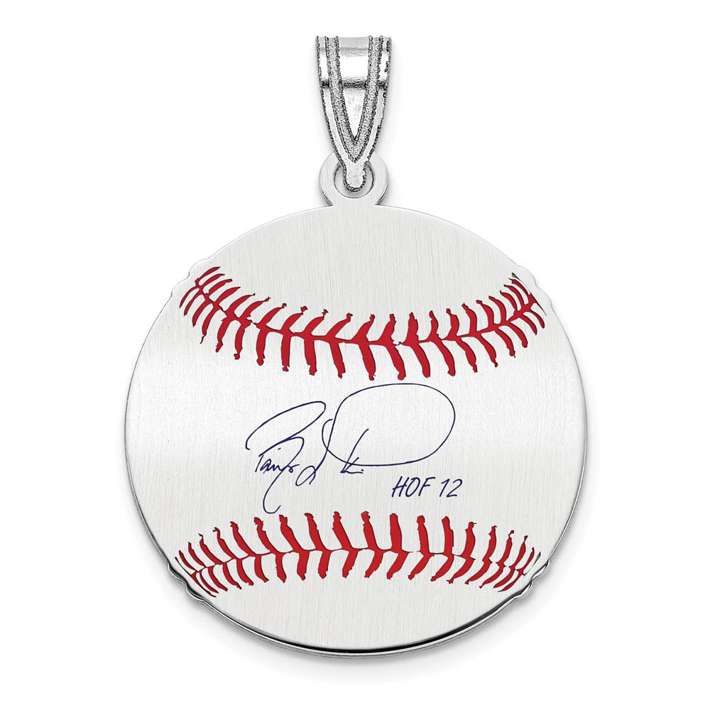 Sterling Silver Barry Larkin Signature SM Enamel Baseball Pendant, Item P31570 by The Black Bow Jewelry Co.