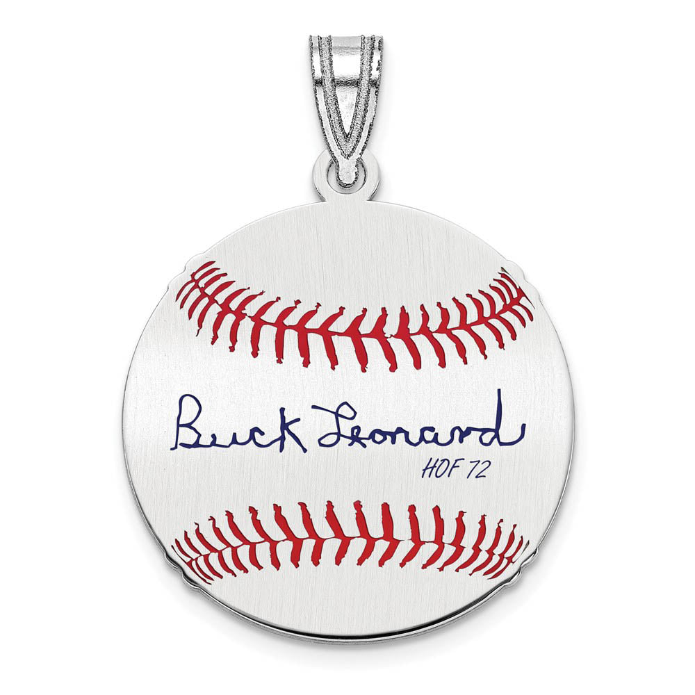 Sterling Silver Buck Leonard Signature SM Enamel Baseball Pendant, Item P31571 by The Black Bow Jewelry Co.