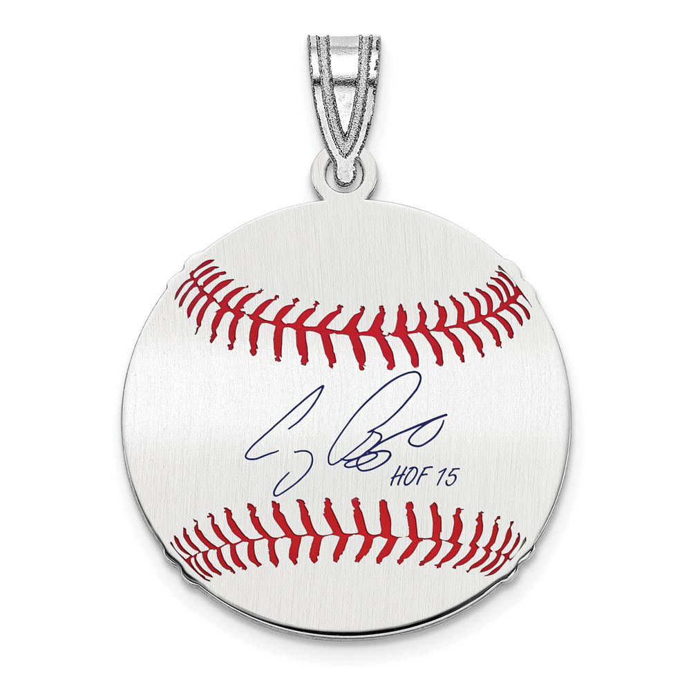 Sterling Silver Craig Biggio Signature SM Enamel Baseball Pendant, Item P31577 by The Black Bow Jewelry Co.