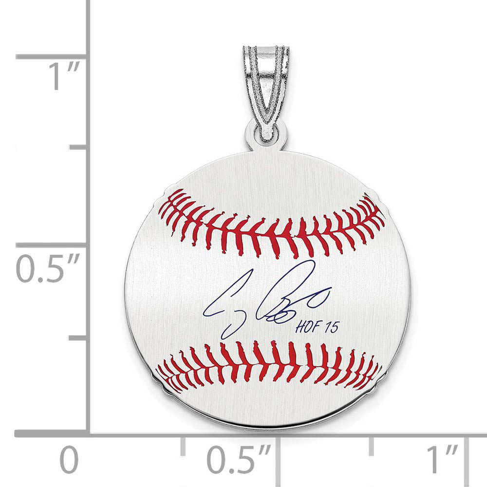 Alternate view of the Sterling Silver Craig Biggio Signature SM Enamel Baseball Pendant by The Black Bow Jewelry Co.