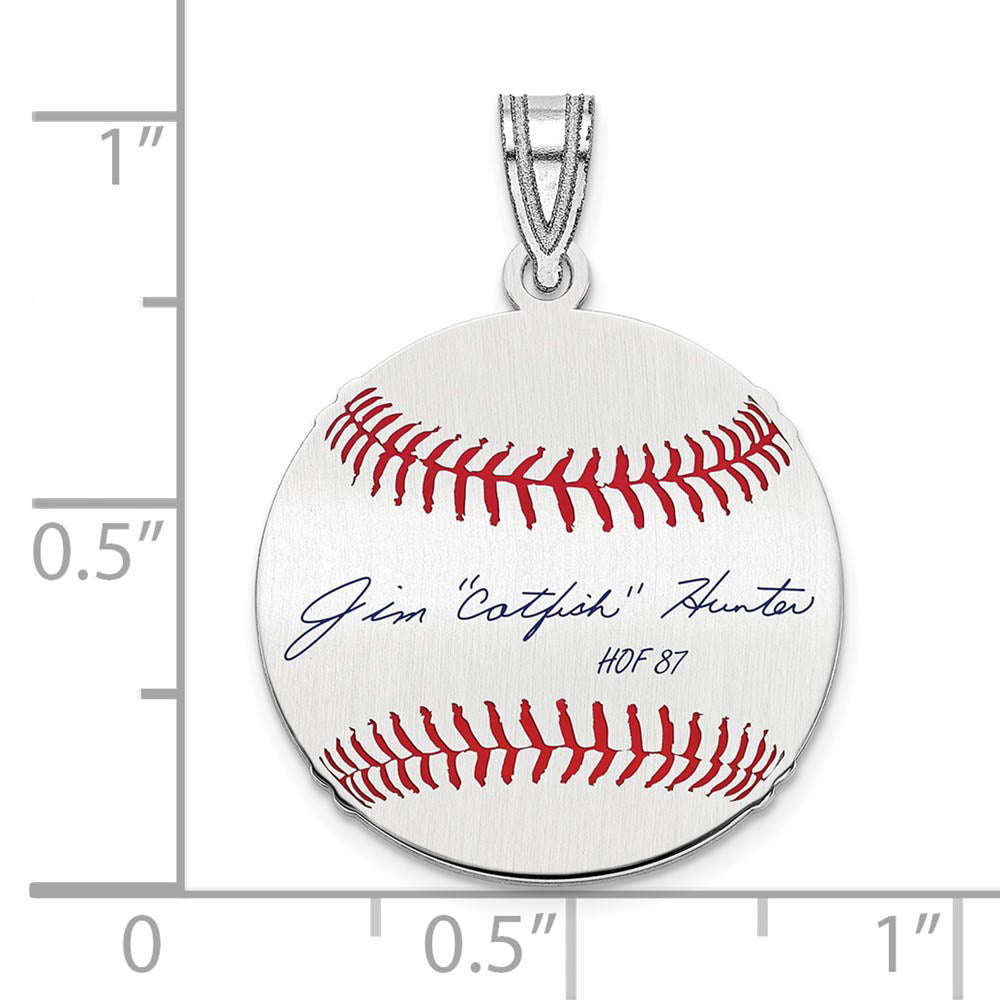 Alternate view of the Sterling Silver Catfish Hunter Signature SM Enamel Baseball Pendant by The Black Bow Jewelry Co.