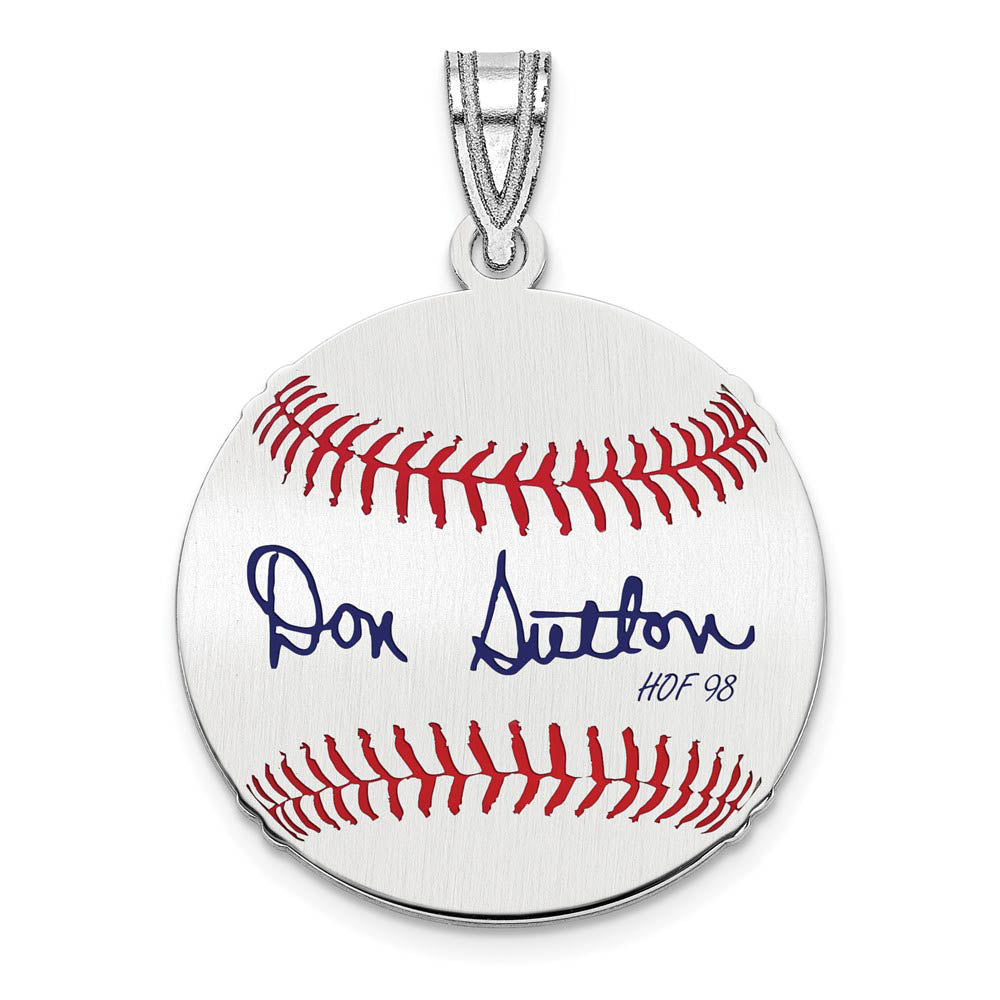 Sterling Silver Don Sutton Signature SM Enamel Baseball Pendant, Item P31580 by The Black Bow Jewelry Co.