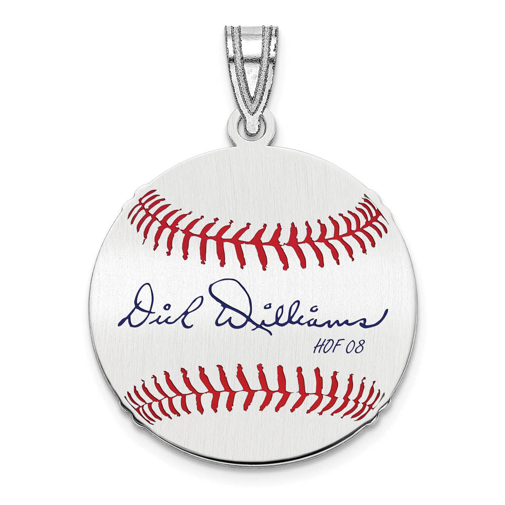 Sterling Silver Dick Williams Signature SM Enamel Baseball Pendant, Item P31582 by The Black Bow Jewelry Co.