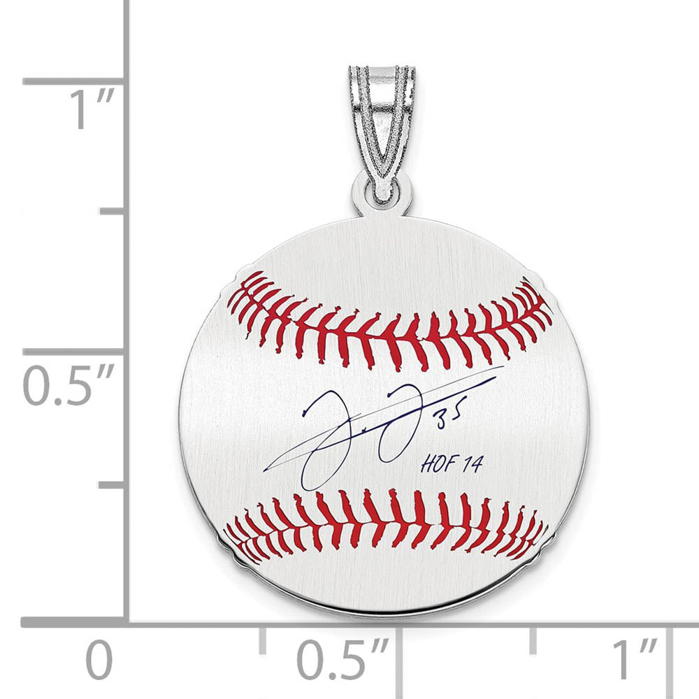 Alternate view of the Sterling Silver Frank Thomas Signature SM Enamel Baseball Pendant by The Black Bow Jewelry Co.