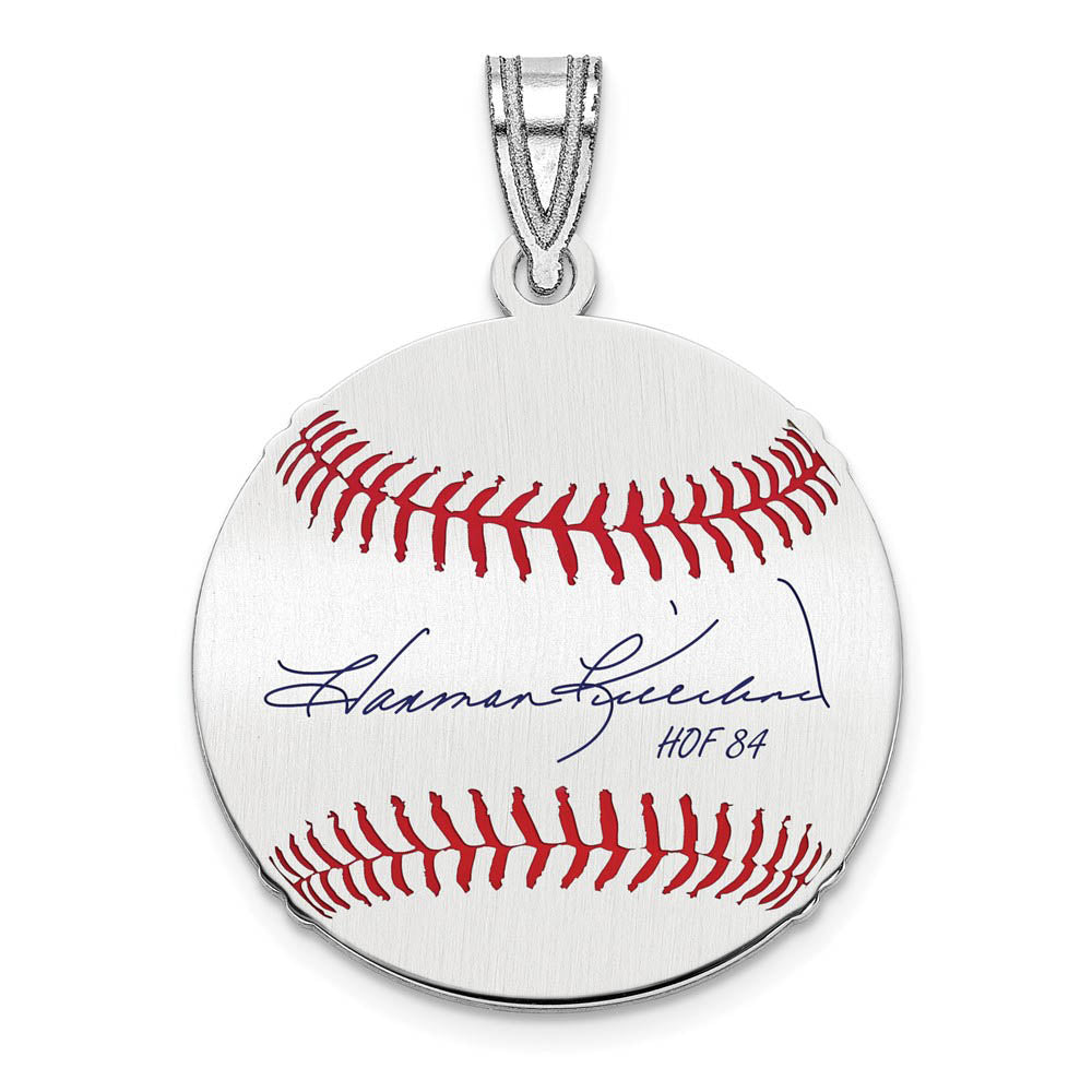 Sterling Silver Harmon Killebrew Signature SM Enamel Baseball Pendant, Item P31594 by The Black Bow Jewelry Co.
