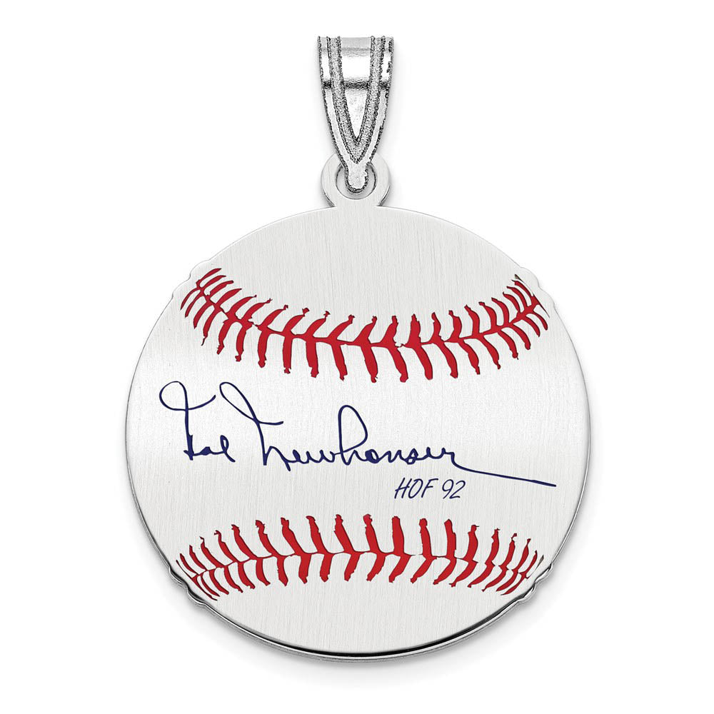 Sterling Silver Hal Newhouser Signature SM Enamel Baseball Pendant, Item P31595 by The Black Bow Jewelry Co.