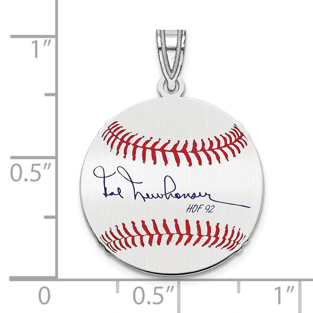 Alternate view of the Sterling Silver Hal Newhouser Signature SM Enamel Baseball Pendant by The Black Bow Jewelry Co.