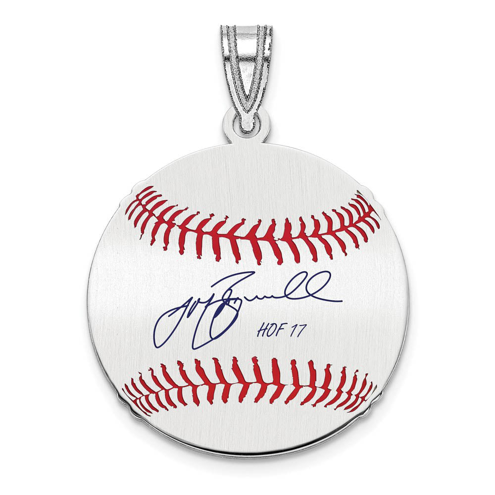 Sterling Silver Jeff Bagwell Signature SM Enamel Baseball Pendant, Item P31598 by The Black Bow Jewelry Co.