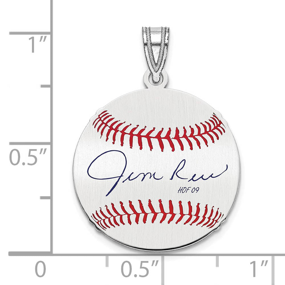 Alternate view of the Sterling Silver Jim Rice Signature SM Enamel Baseball Pendant by The Black Bow Jewelry Co.