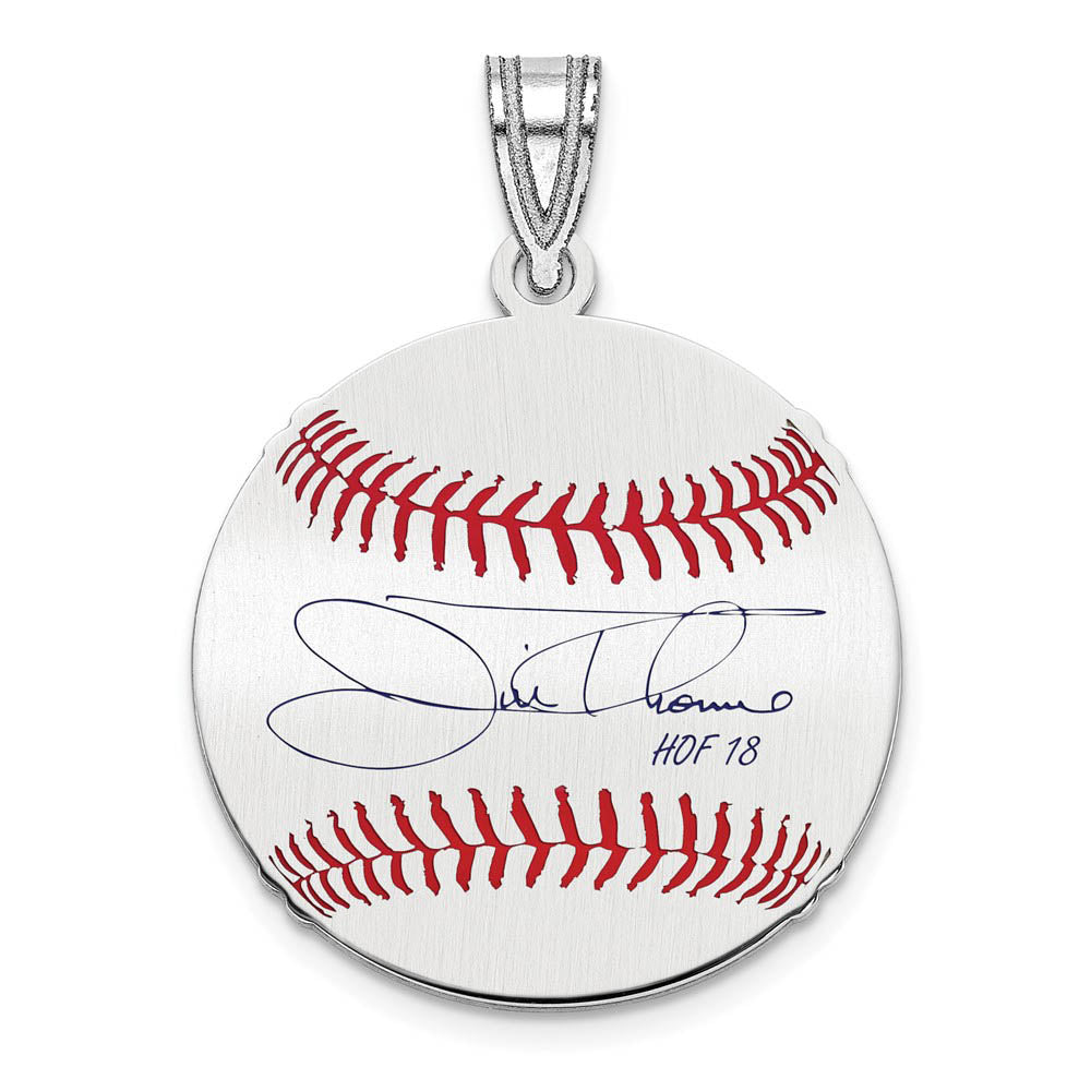 Sterling Silver Jim Thome Signature SM Enamel Baseball Pendant, Item P31606 by The Black Bow Jewelry Co.