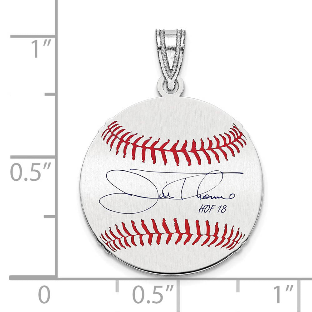 Alternate view of the Sterling Silver Jim Thome Signature SM Enamel Baseball Pendant by The Black Bow Jewelry Co.