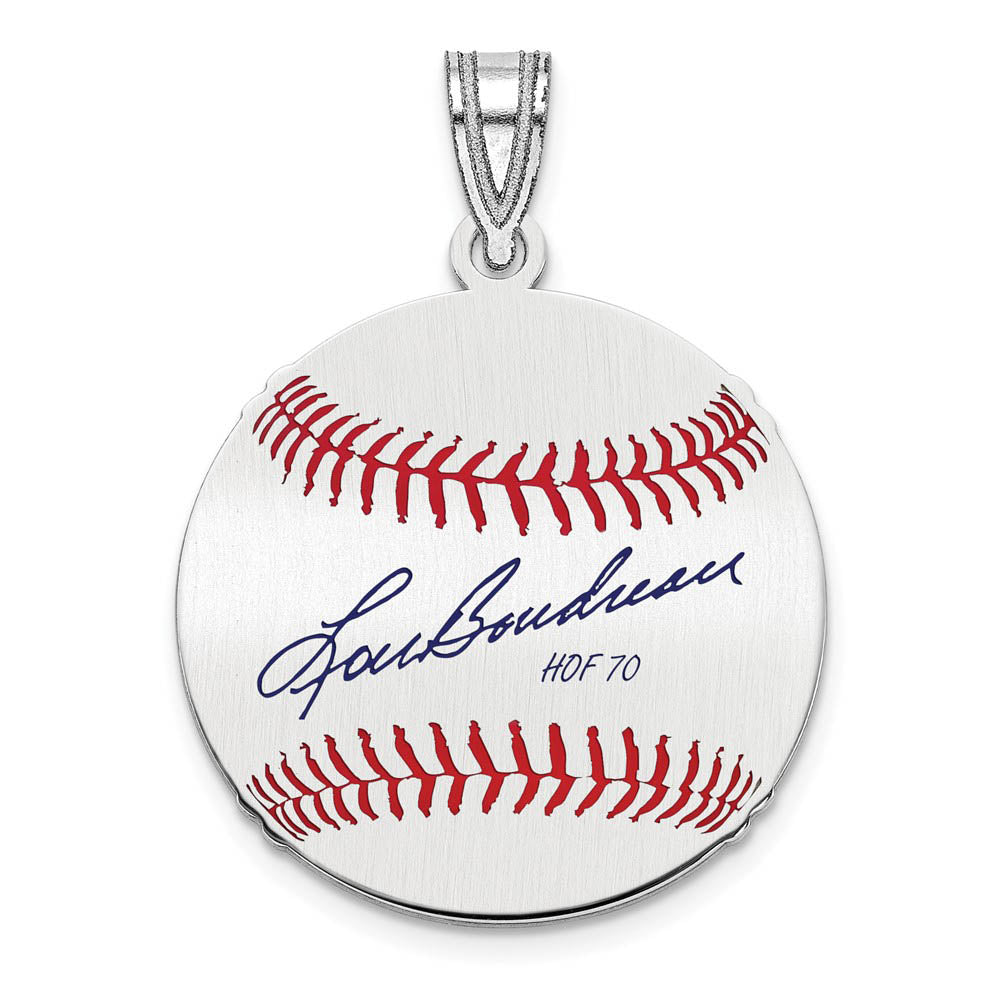 Sterling Silver Lou Boudreau Signature SM Enamel Baseball Pendant, Item P31608 by The Black Bow Jewelry Co.