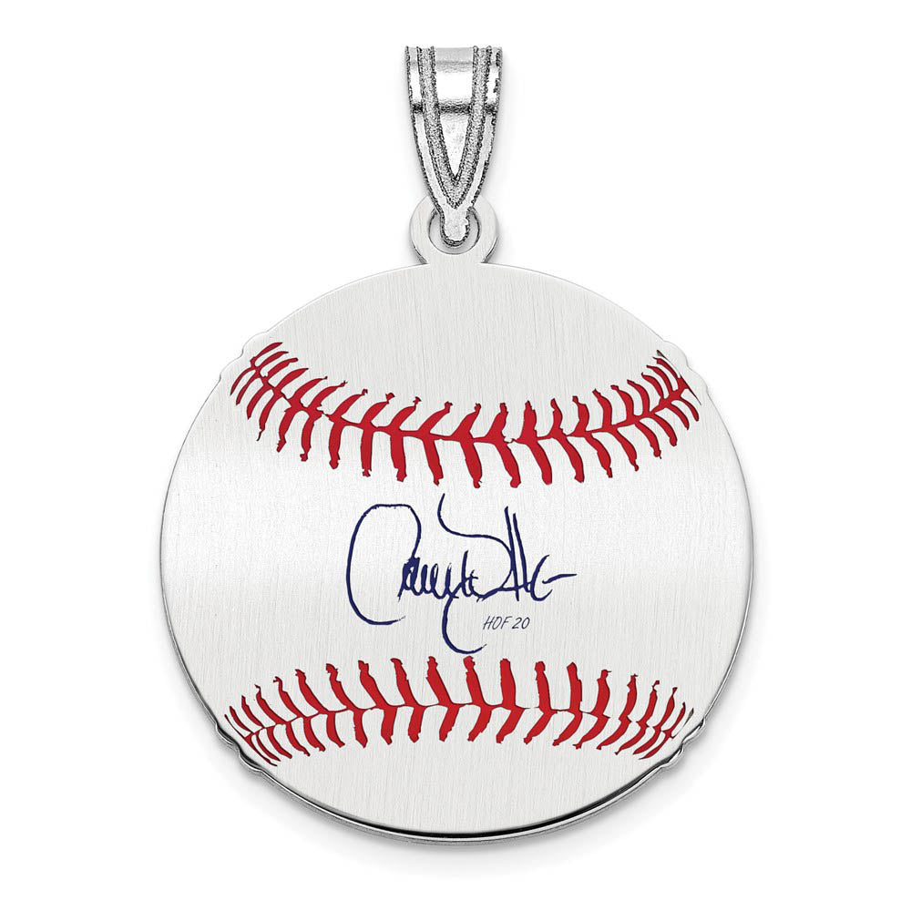 Sterling Silver Larry Walker Signature SM Enamel Baseball Pendant, Item P31610 by The Black Bow Jewelry Co.